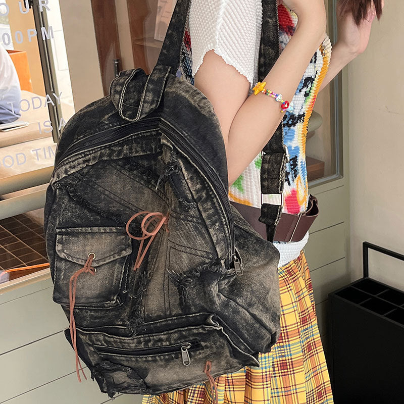 Versatile Attractive Denim Commuter Large Capacity Middle School Students' Schoolbags