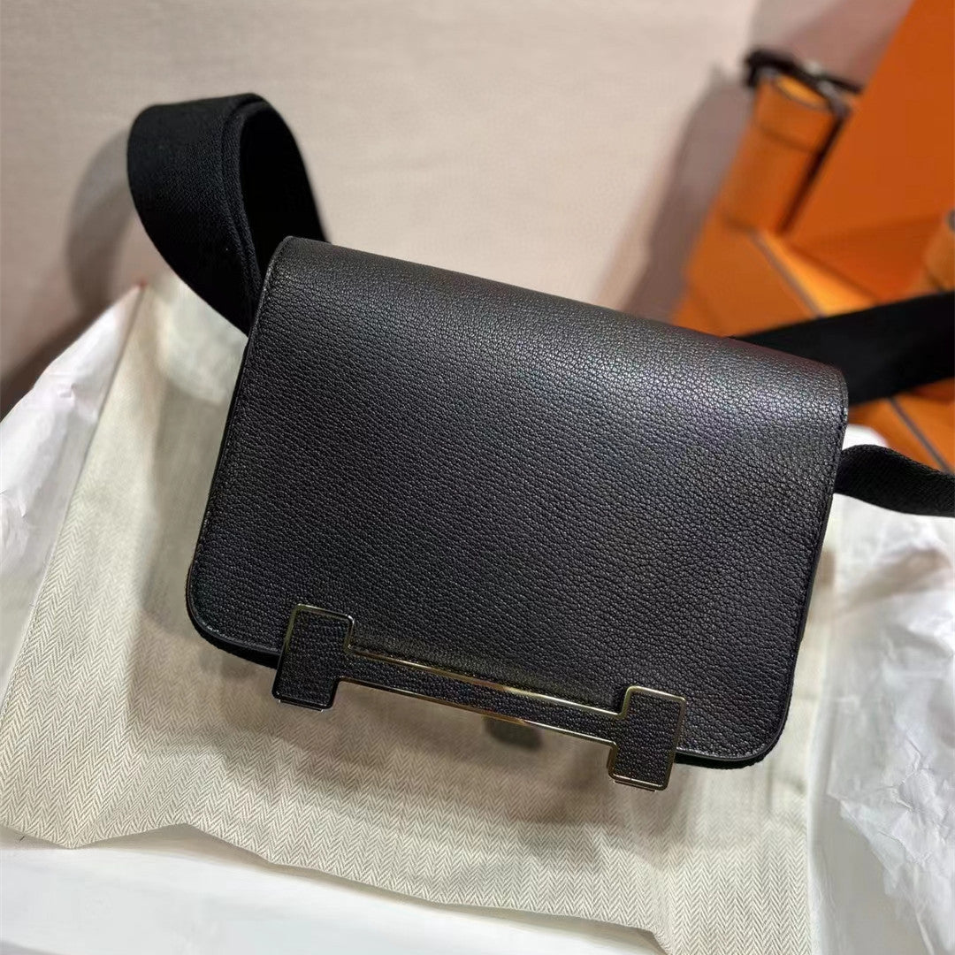 Women's Clogs Genuine Leather Wide Strap Stewardess Small Square Bags