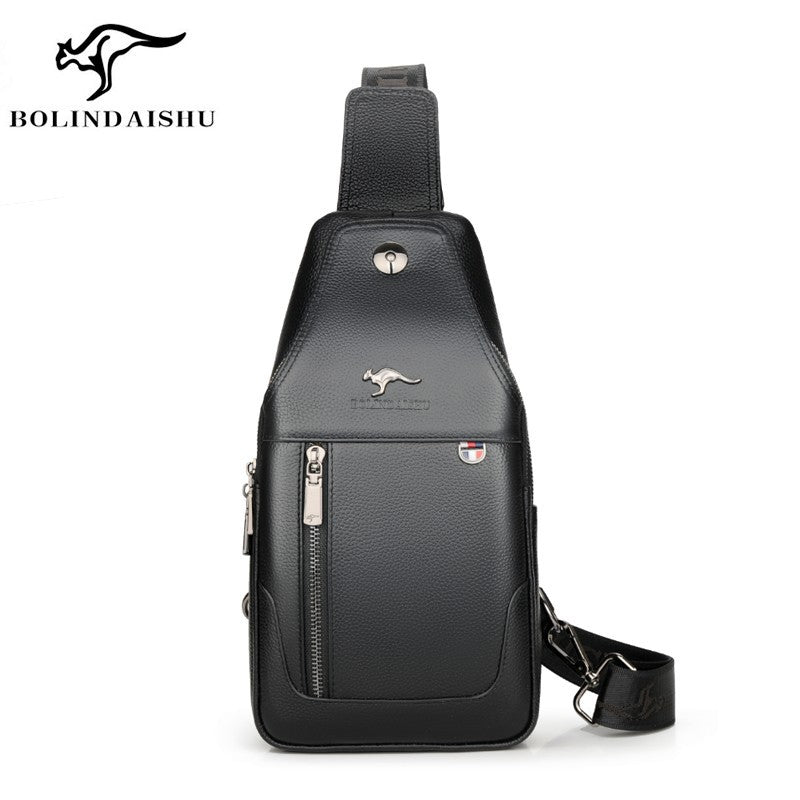 Men's Charming Trendy Cowhide Leather Foreskin Men's Chest Bags