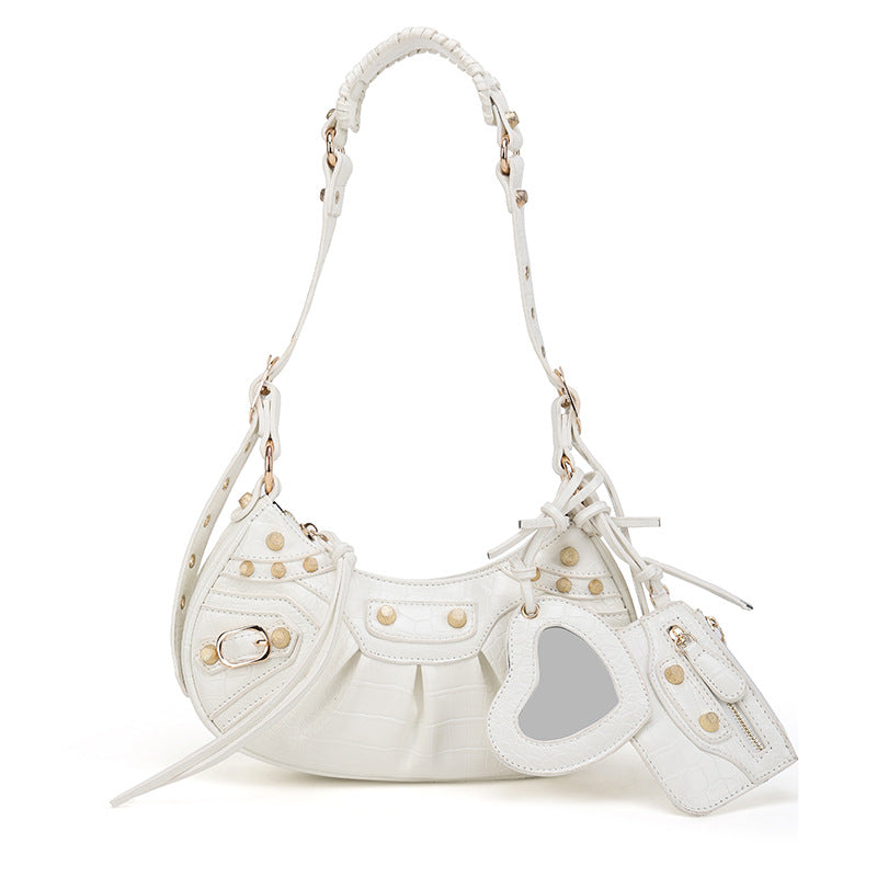 Motorcycle Three-in-one Crocodile Rivet Underarm Selenodont Shoulder Bags