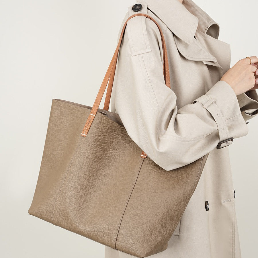 Large Capacity Top Layer Cowhide Big Bucket Bags