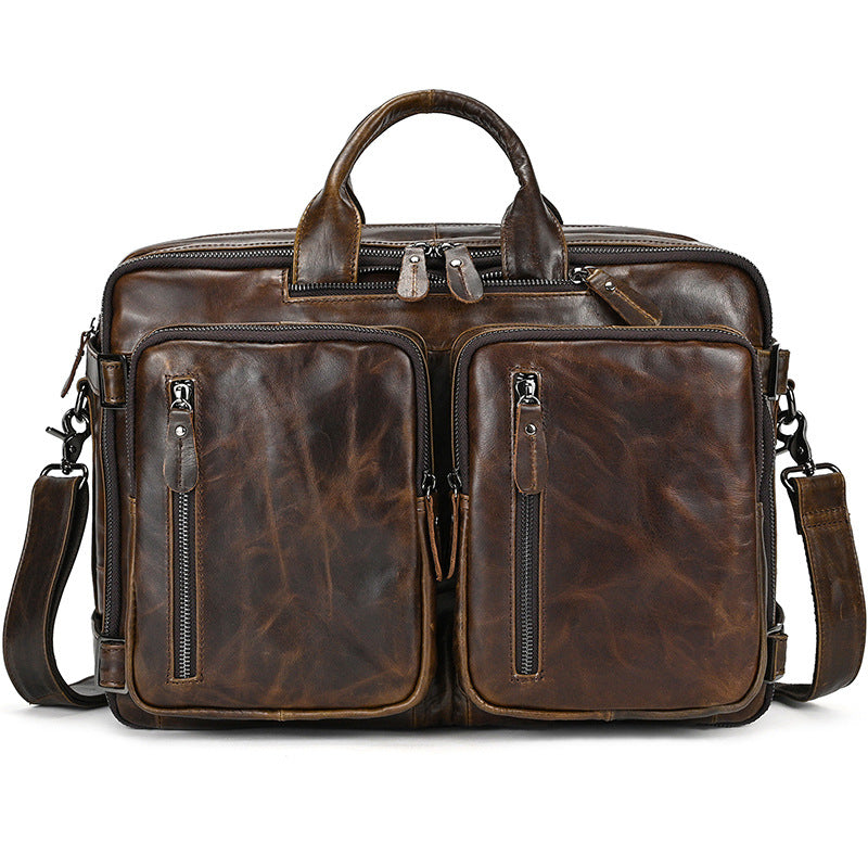 Men's Oily Leather Business First Layer Cowhide Men's Briefcases