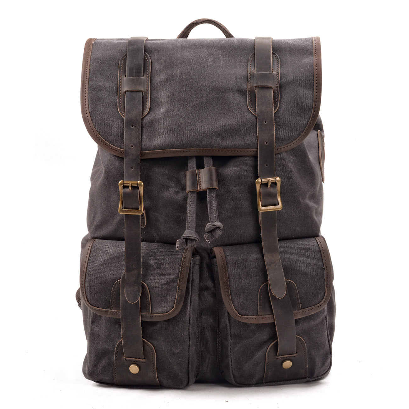 Large Capacity Canvas Stitching Crazy Horse Leather Hiking Backpacks
