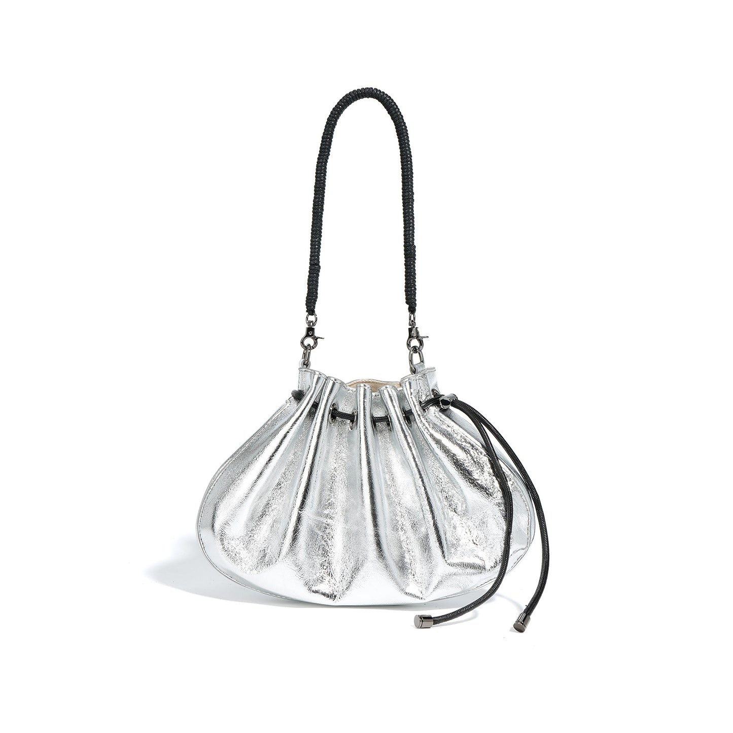 Summer Niche Top Layer Cowhide Shell Drawstring Shoulder Bags