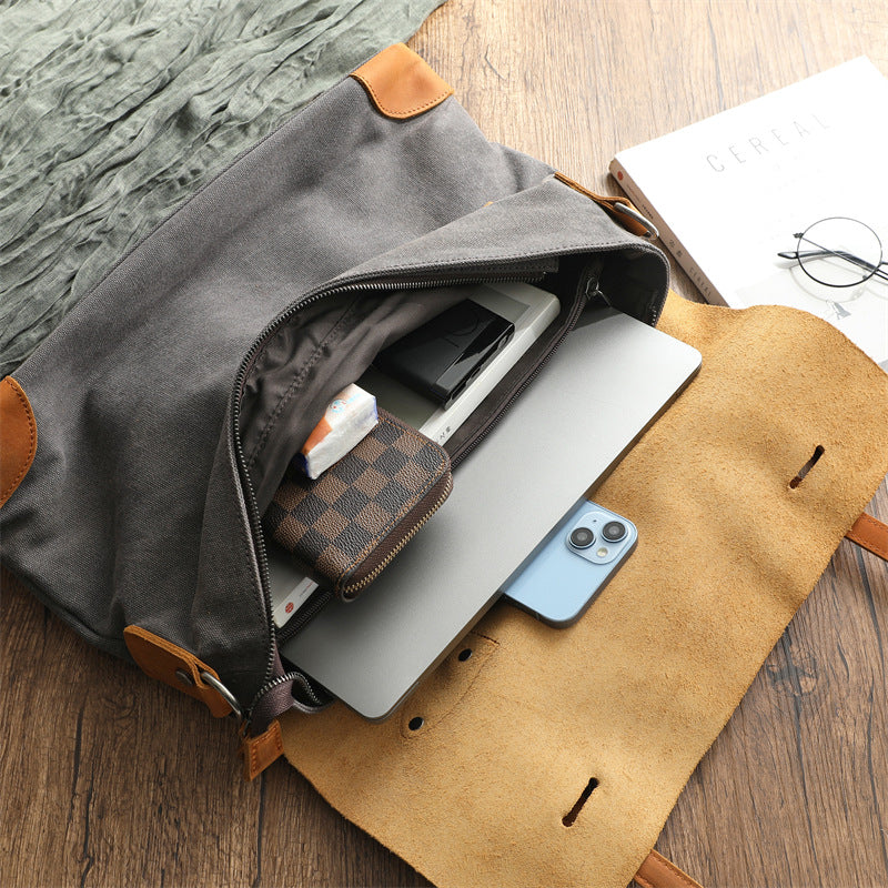 Men's Vintage Large Capacity Portable Canvas Computer Men's Messenger Bags