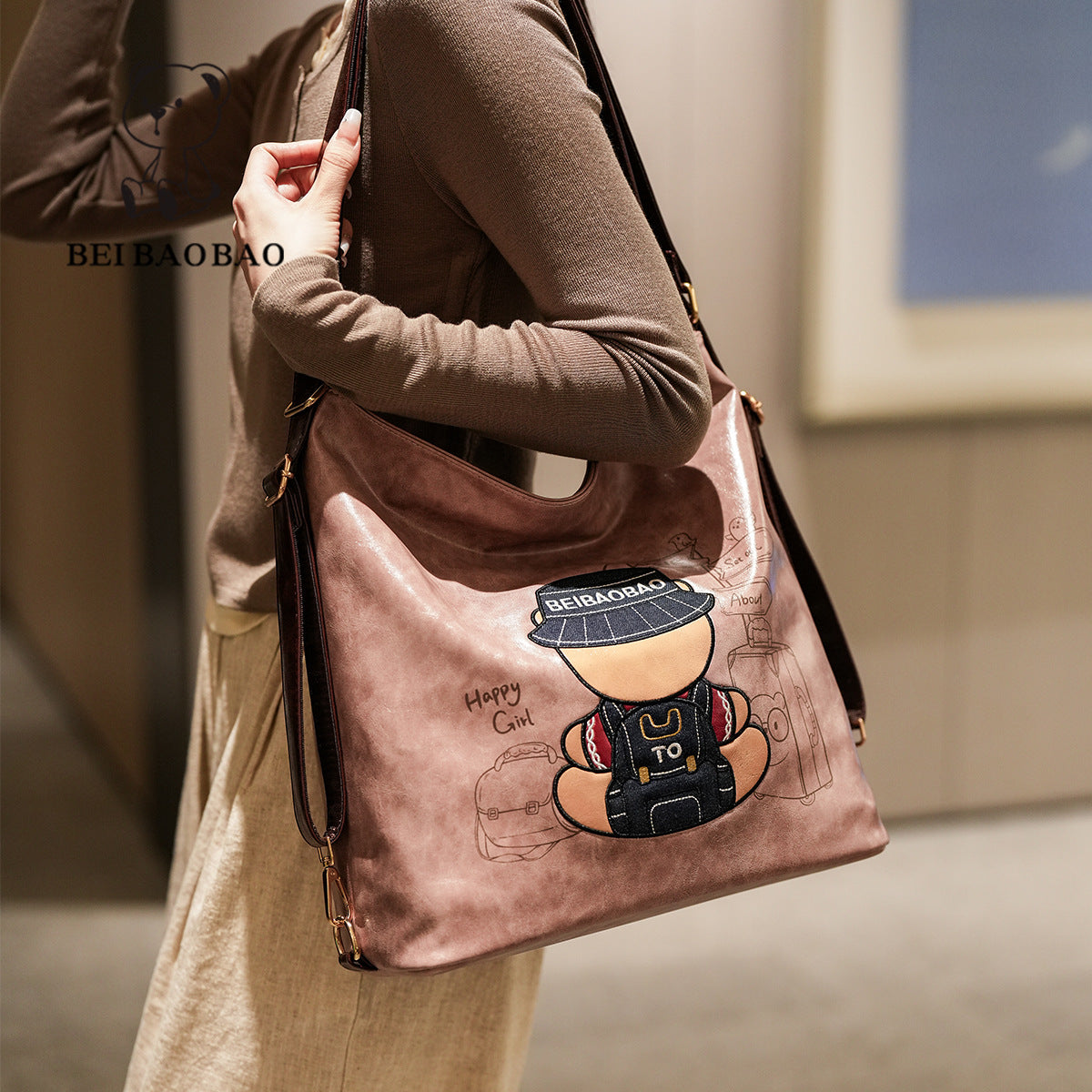 Source Large Capacity Commuter Retro Cartoon Bags