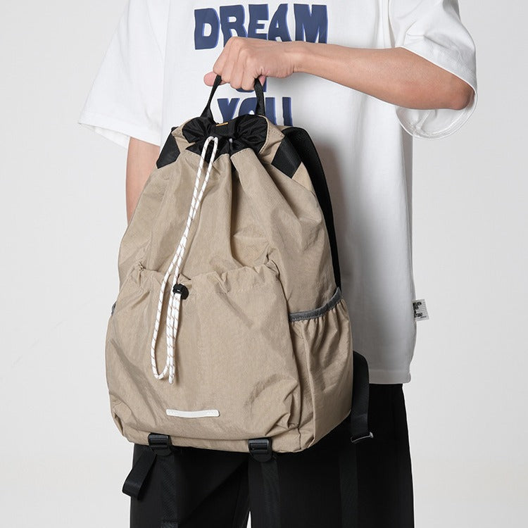 Women's & Men's & Drawstring Pull String Canvas Waterproof Sports Backpacks