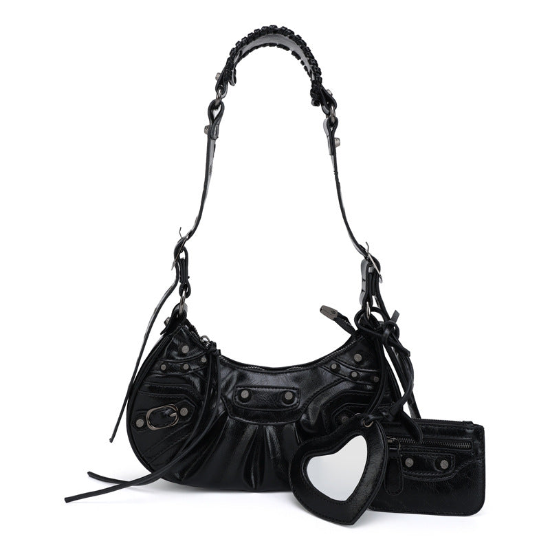 Motorcycle Three-in-one Crocodile Rivet Underarm Selenodont Shoulder Bags