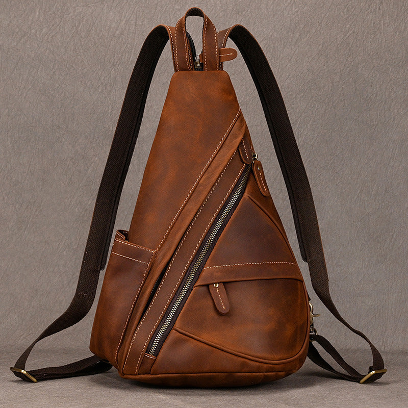 Men's Classy Vintage Leather Vegetable Tanned Men's Chest Bags