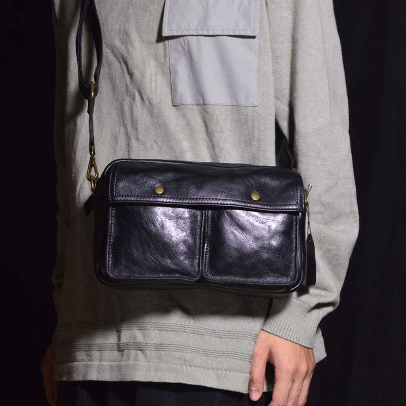 Men's Simple Commute Leather Vegetable Tanning Vintage Men's Messenger Bags