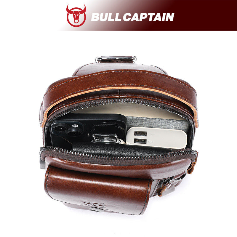 Men's Bull Captain Large Capacity Genuine Leather Phone Bags