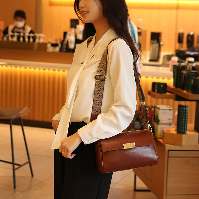 Women's Cowhide Retro Underarm Fashion Advanced Texture Small Square Bags