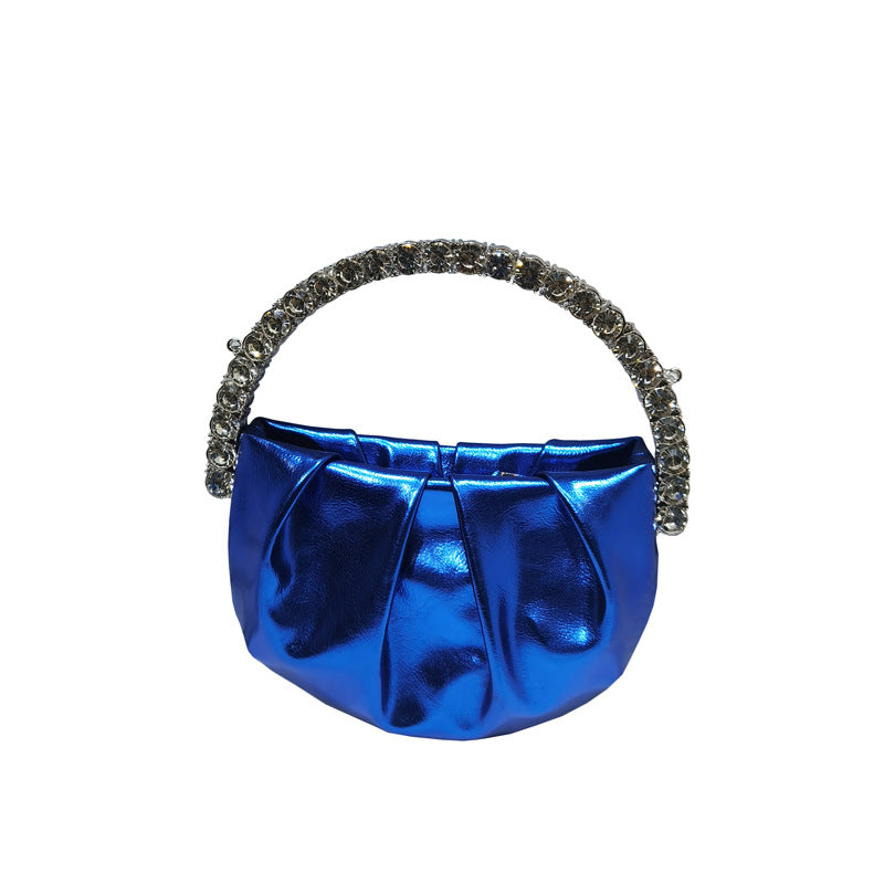 Round Diamond Pleated Dinner Niche Cloud Crossbody Bags