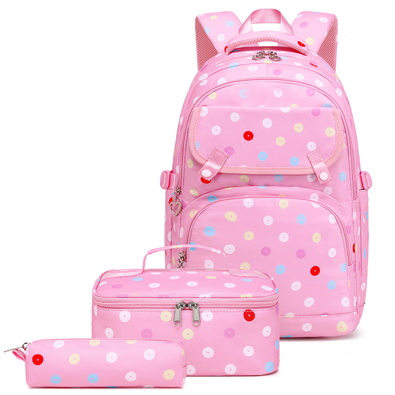 Children's Dot Three-piece Large Capacity Good-looking Printed Elementary School Students' Schoolbags