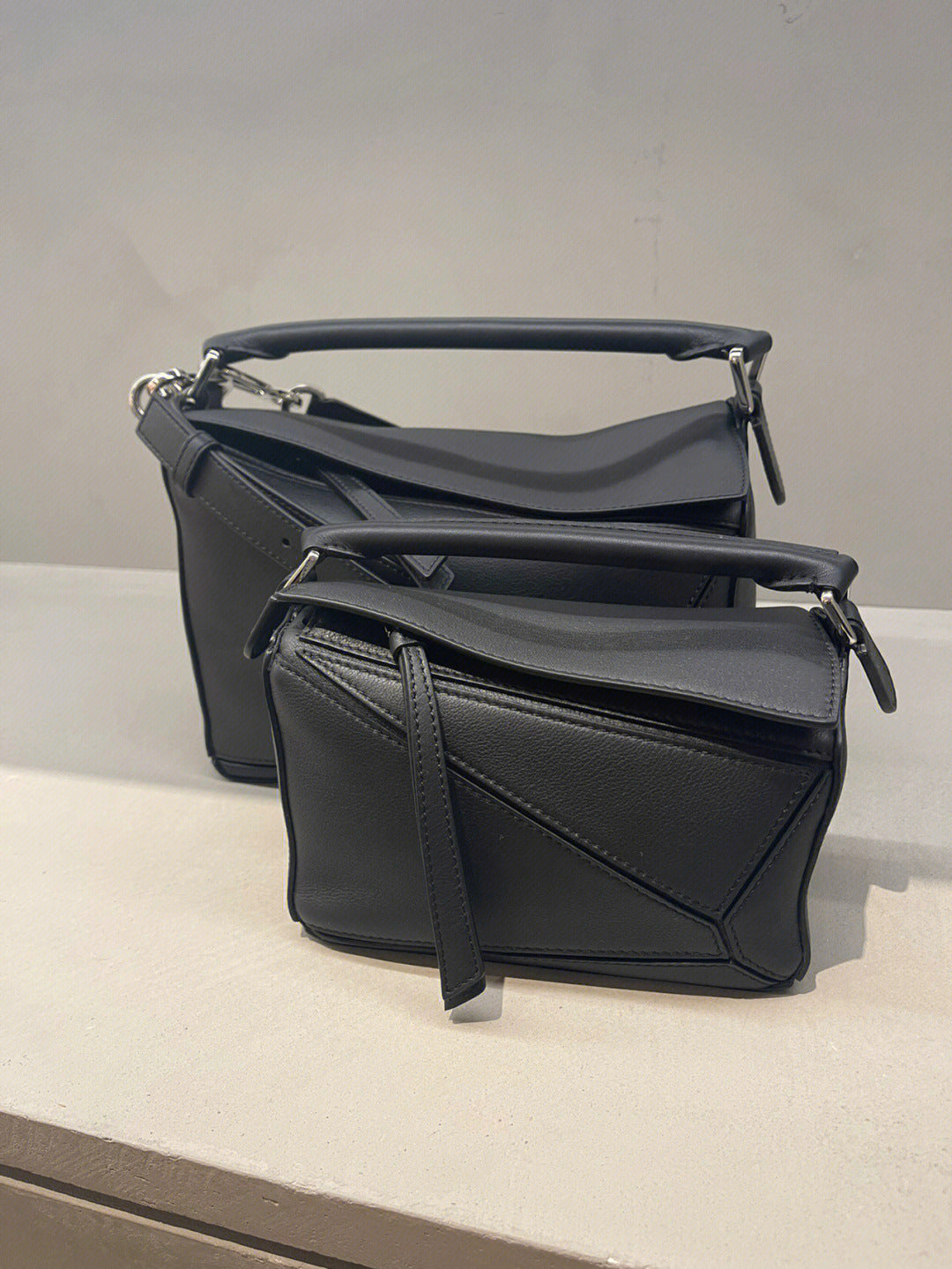 Women's Stitching Geometric Mini Genuine Leather Soft Bags