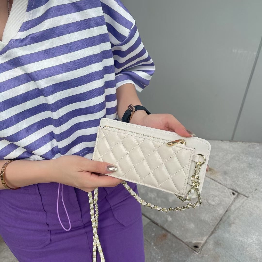 Women's Soft Sheepskin Classic Style Perfect Chain Phone Bags