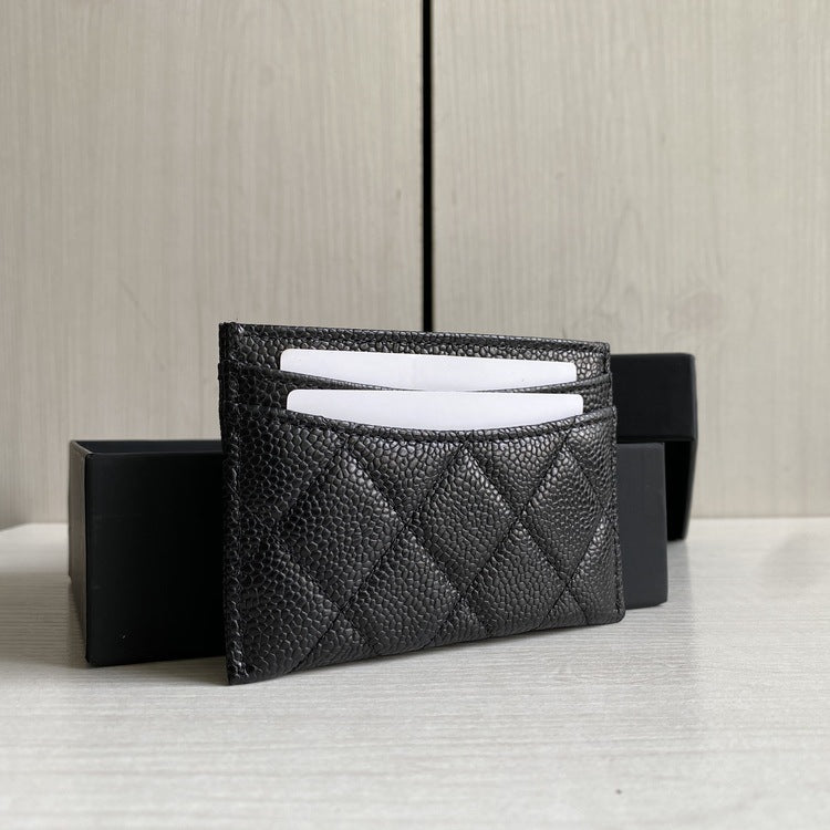 Women's Caviar Pattern Cowhide Classic Style Genuine Card Holder