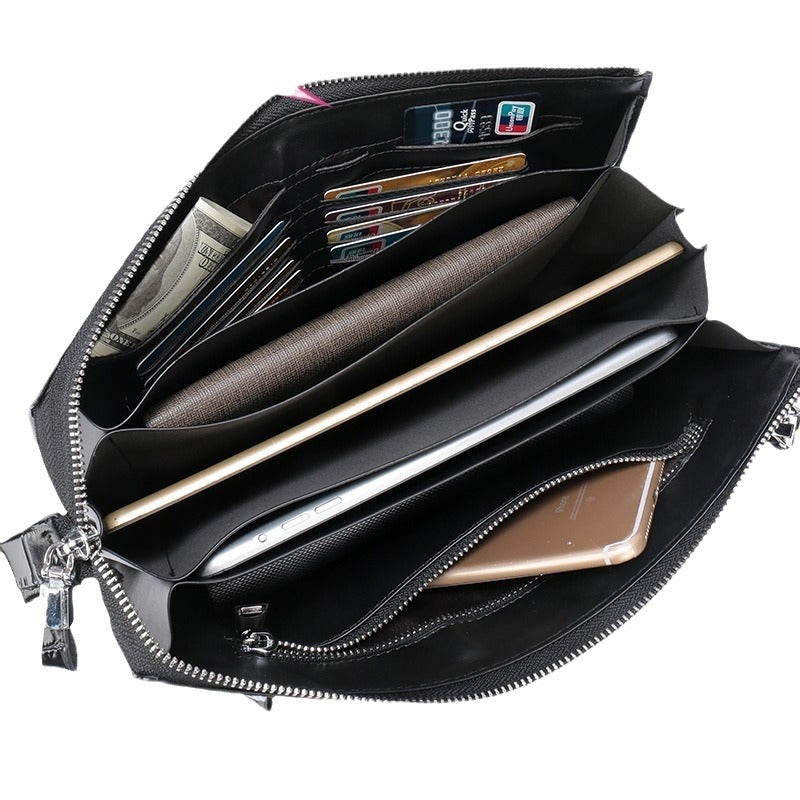 Men's Underarm Clutch Zipper Crocodile Pattern Cowhide Men's Handbags