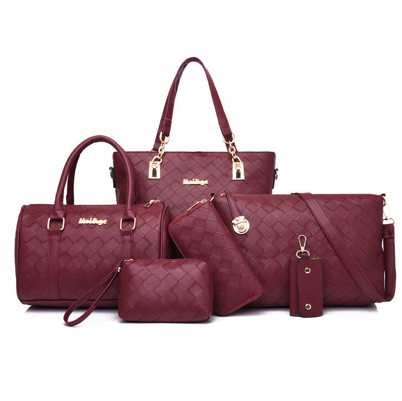 Women's Retro Match Sets Mother Woven Portable Shoulder Bags