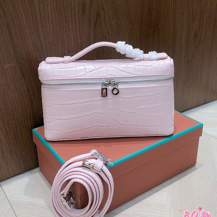 Layer Crocodile Pattern Cowhide Box Genuine Crossbody Bags