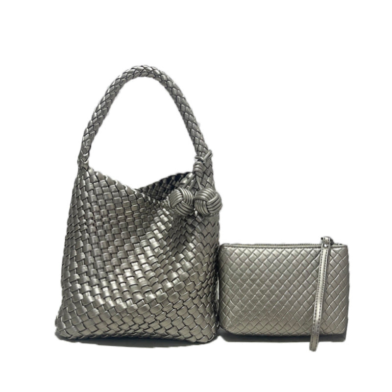 Hand-woven Double Ball Portable Fashion Vegetable Bucket Bags