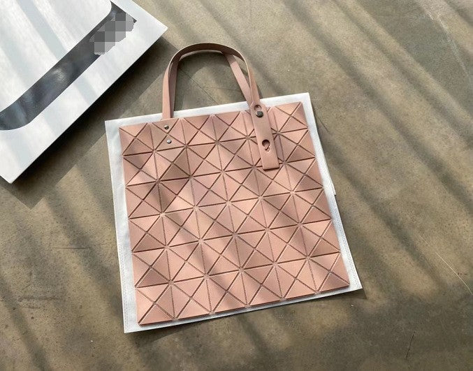 Women's Summer Grid Frosted Same Background Color Rhombic Shoulder Bags