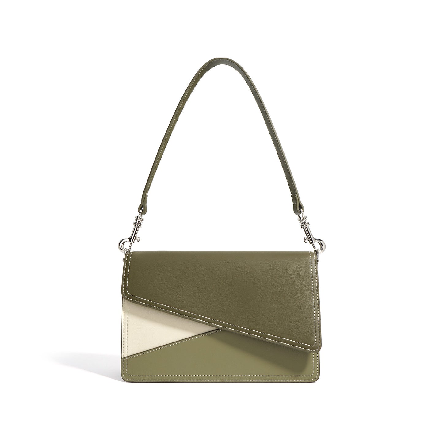 Geometric Simple Commute Contrast Color Cowhide Crossbody Bags