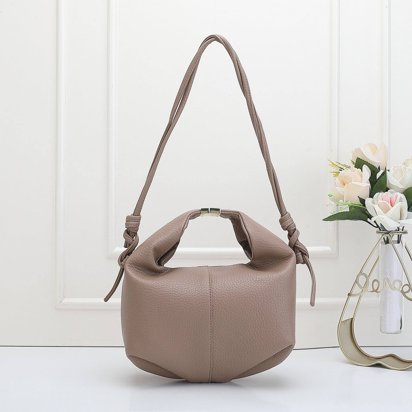 Niche High-grade Lychee Pattern Pleated Cloud Soft Leather Crossbody Bags
