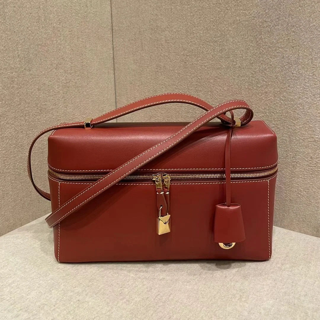 Genuine Leather Retro Cowhide Lunch Box Large Bags