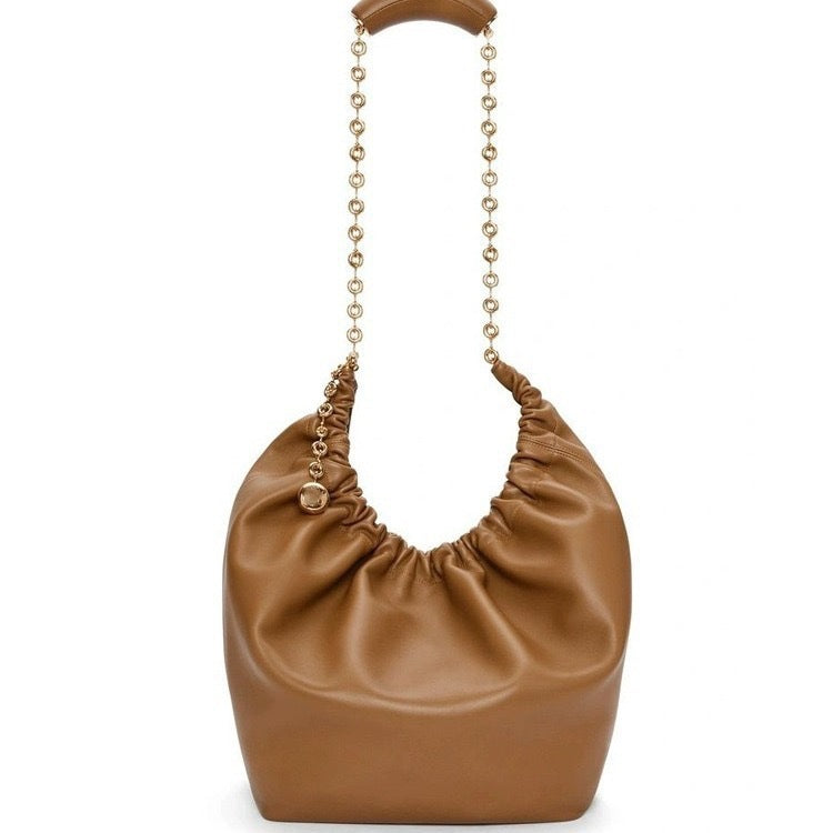 High Texture Pleated Soft Cowhide Chain Bags