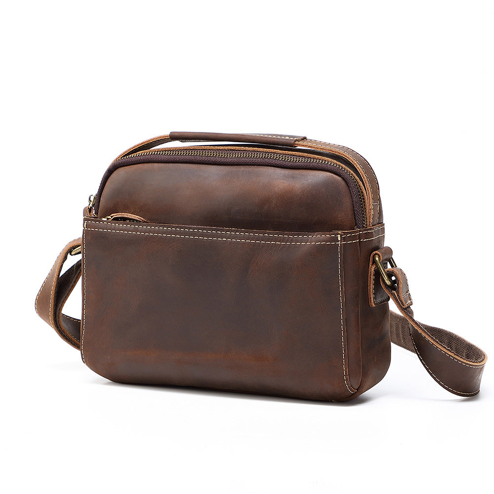 Men's Vintage Crazy Horse Leather Cowhide Premium Men's Shoulder Bags