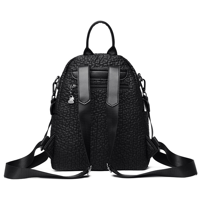 Korean Style Simple Soft Leather Large Backpacks