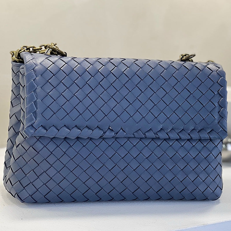 Woven Large Capacity Portable Genuine Leather Shoulder Bags
