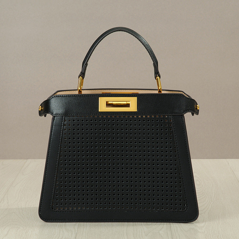 Women's Organ Cow Leather Hollow With Cat Design Crossbody Bags