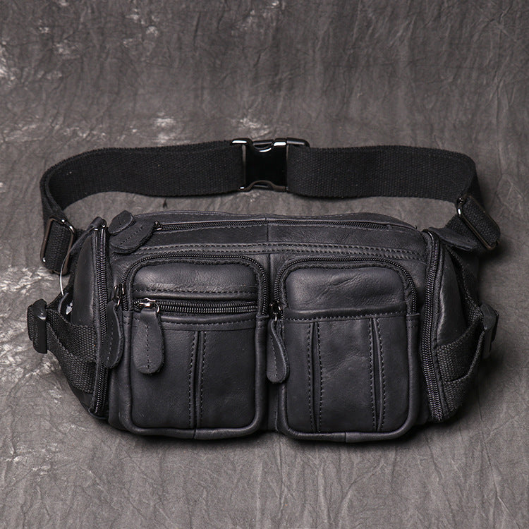 Women's Leather Large Capacity Frosted Cattle Men's Waist Packs