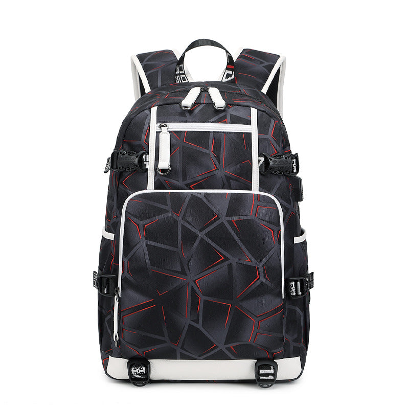 Men's High Thermal Transfer Flower Street Waterproof Backpacks