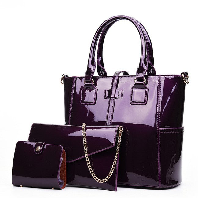 Women's Three-piece Set Korean Patent Leather Fashion Bags