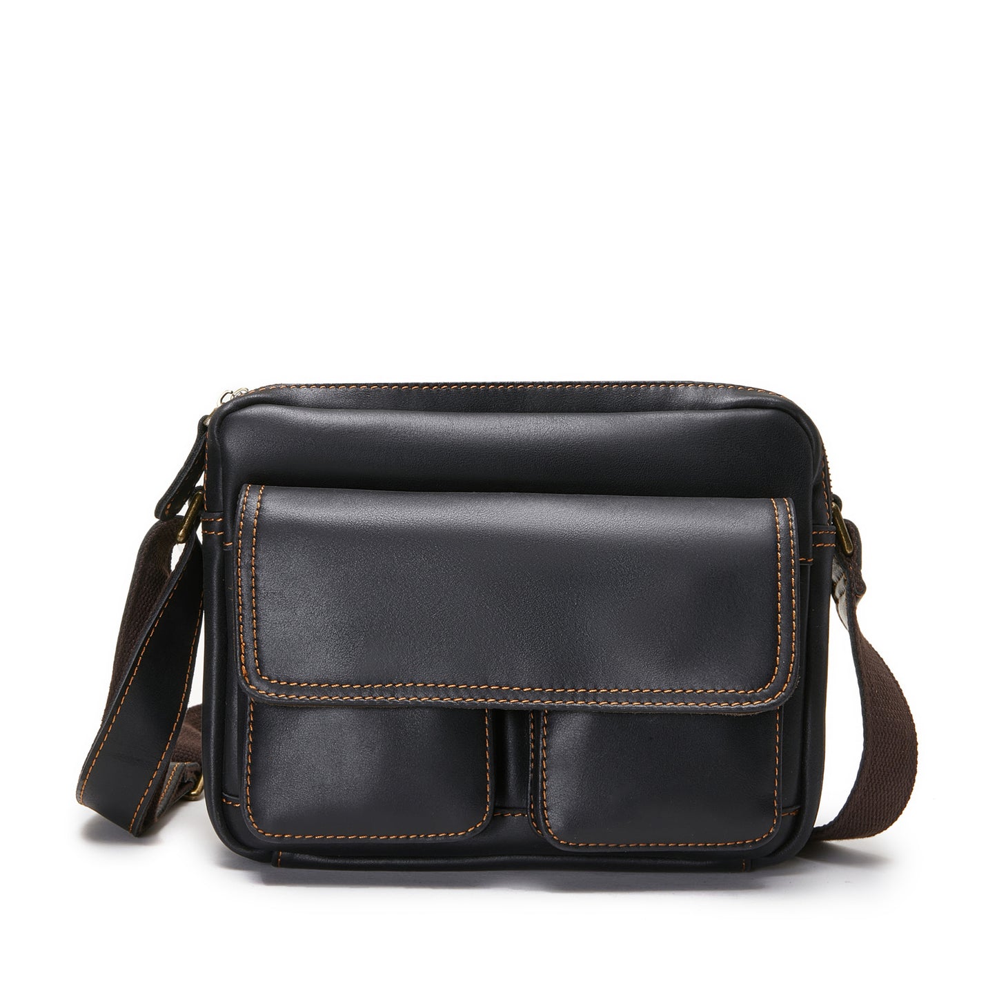 Men's First Layer Cowhide Solid Color Genuine Leather Men's Messenger Bags
