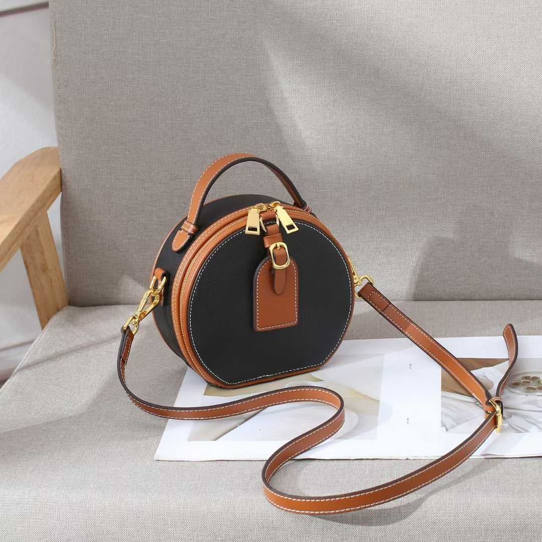 Women's Genuine Leather Mini Round First Layer Shoulder Bags