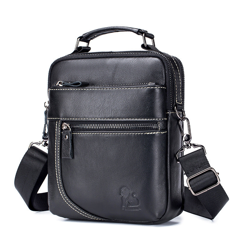 Men's Wax Skin First Layer Leather Vertical Handbags