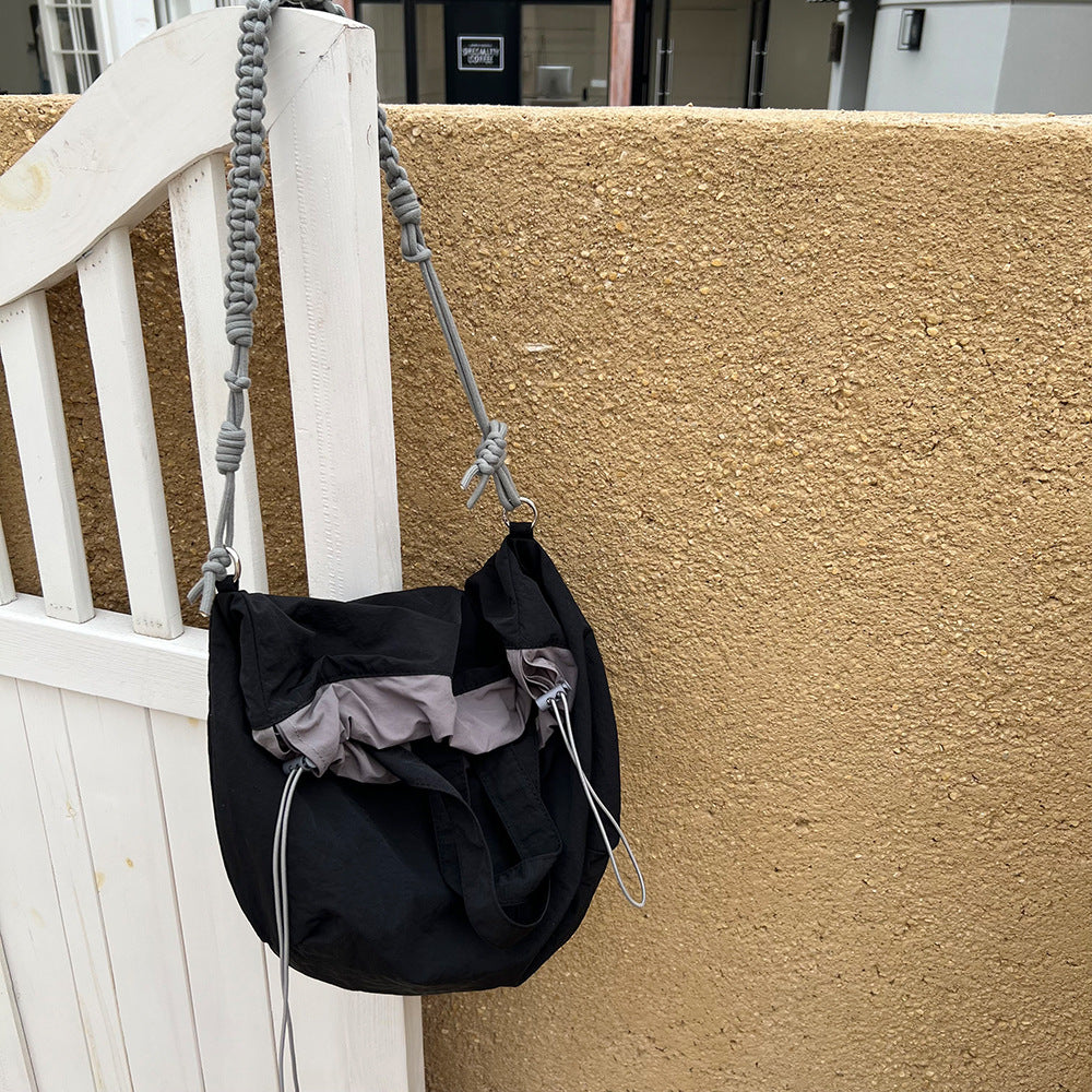 Nylon Cloth Lightweight Large Capacity Drawstring Shoulder Bags