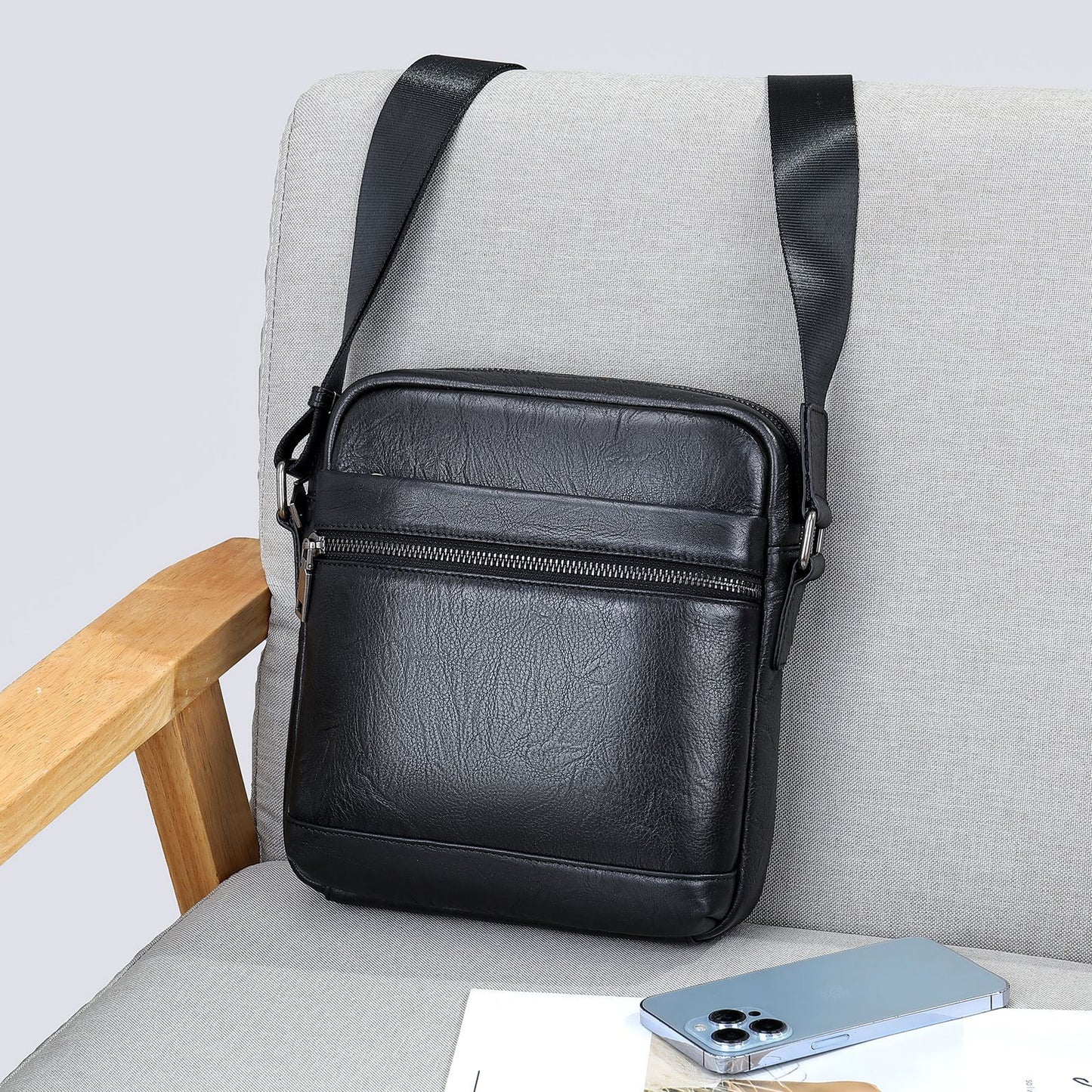 Men's Soft Leather Business Commute First Layer Men's Shoulder Bags