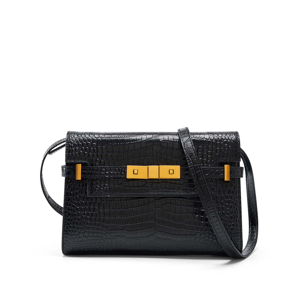 Women's Cowhide Crocodile Pattern Manhattan Light Luxury Small Square Bags