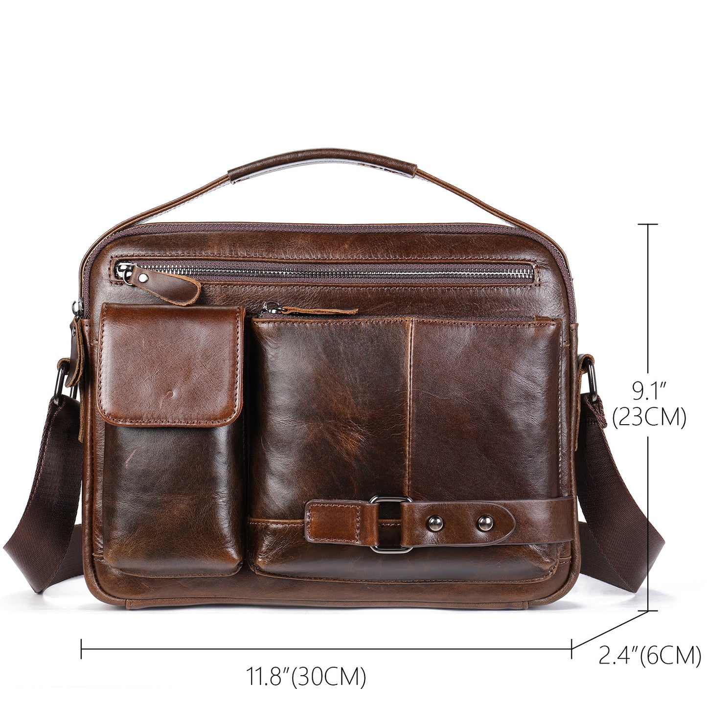Men's Leather High Sense Oil Wax Cowhide Men's Messenger Bags