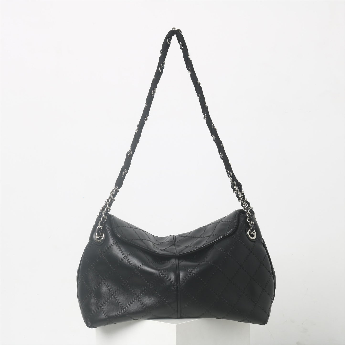 Women's Cowhide Genuine Leather Rhombus Chain Design Crossbody Bags