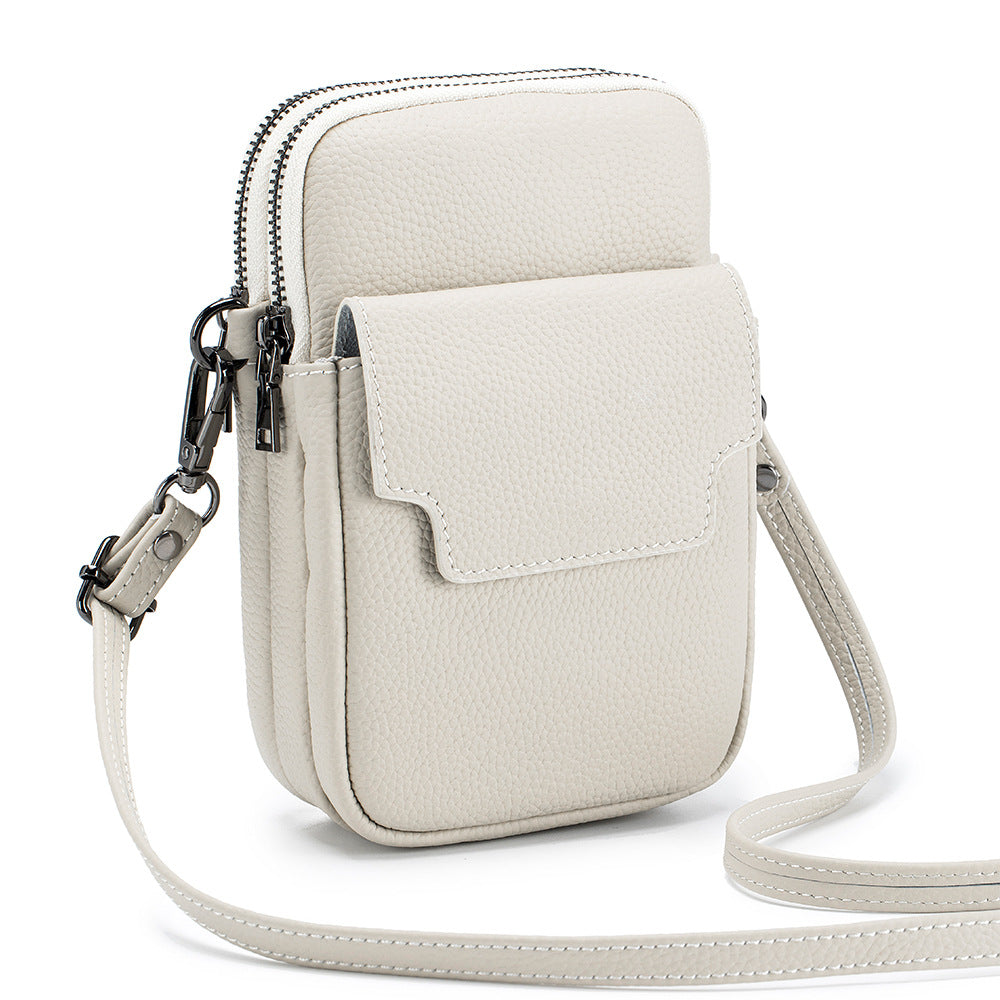 Women's Zipper Vertical Mobile Large Capacity Genuine Phone Bags