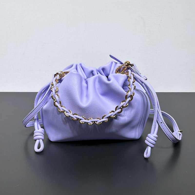 Women's Chinese Style Cowhide Lucky Drawstring Cloud Armpit Bags