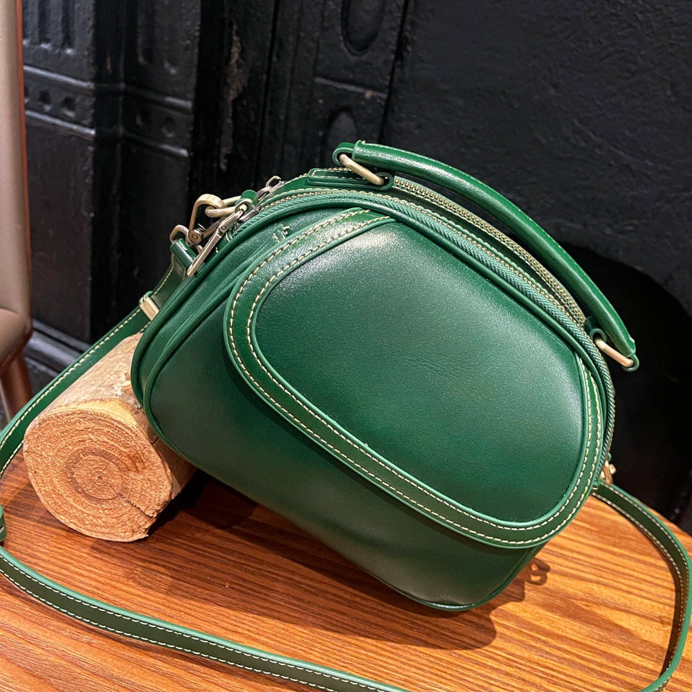 Women's First Layer Cowhide Round Live Broadcast Crossbody Bags
