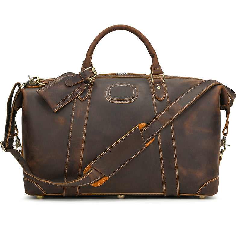 Men's Vintage Crazy Horse Leather Fitness Travel Bags