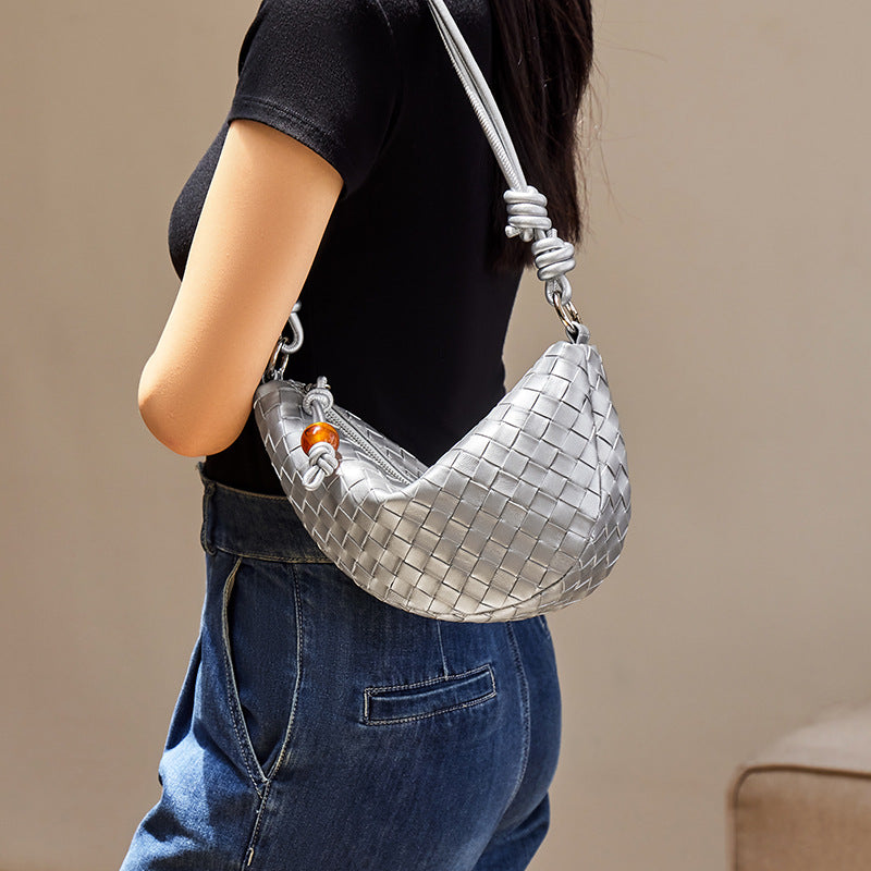 Women's Woven Dumpling Saddle Croissant Niche Street Shoulder Bags